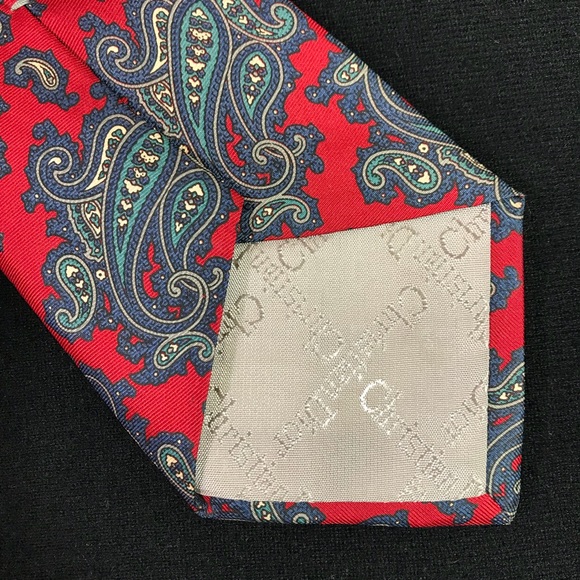 Christian Dior Silk Neck Tie Red Maroon - Picture 3 of 6